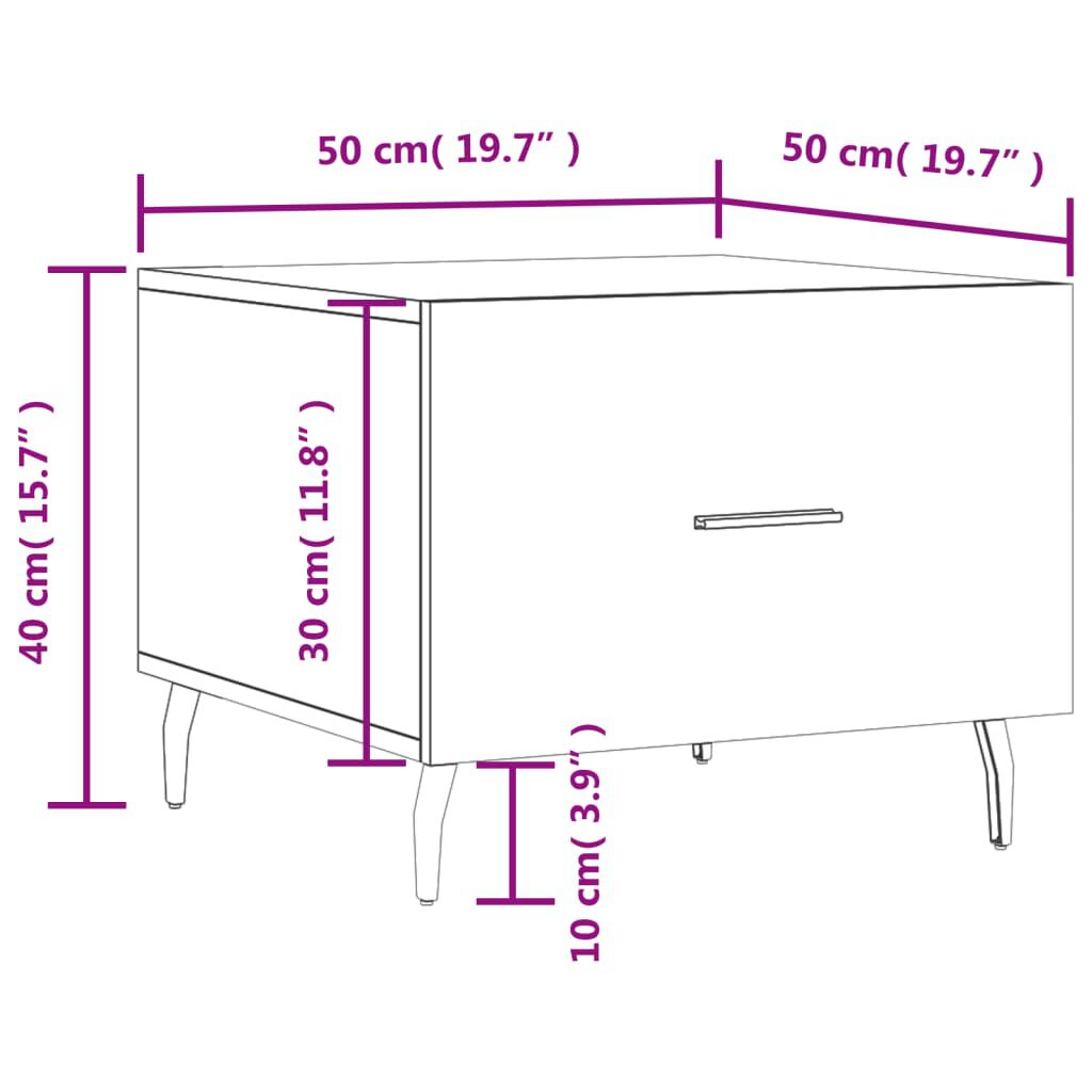 vidaXL Τραπεζάκι Σαλονιού Καπνιστή Δρυς 50x50x40 εκ. Επεξεργασμ. Ξύλο