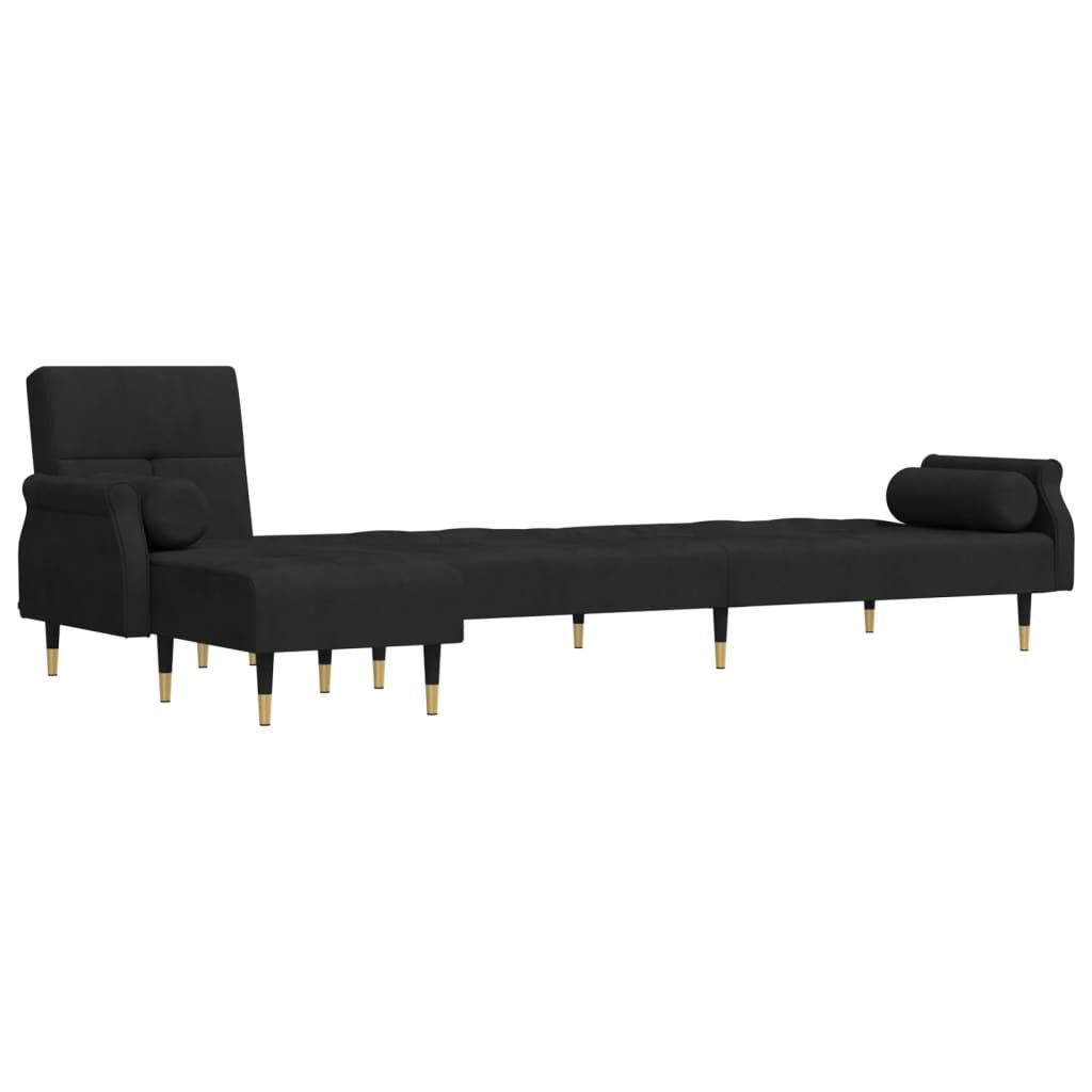vidaXL Καναπές Κρεβάτι Γωνιακός Μαύρος 271 x 140 x 70 εκ. Βελούδινος