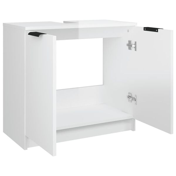 vidaXL Ντουλάπι Μπάνιου Γυαλιστερό Λευκό 64,5x33,5x59εκ. Επεξεργ. Ξύλο