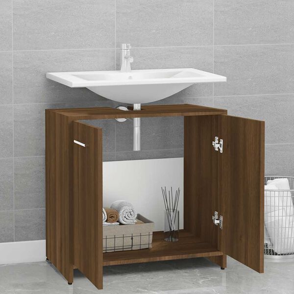 vidaXL Ντουλάπι Μπάνιου Καφέ Δρυς 60x33x60 εκ. Επεξεργασμένο Ξύλο