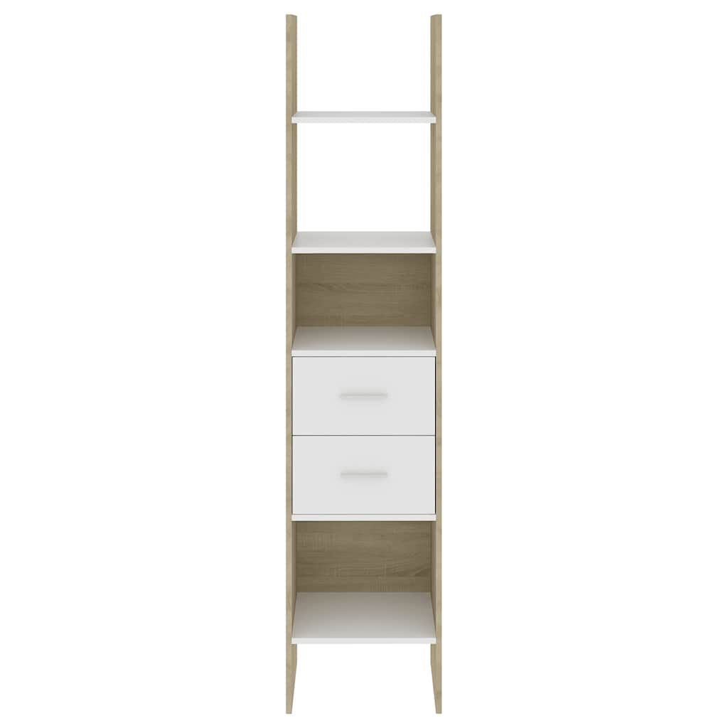 vidaXL Βιβλιοθήκη Λευκό/Sonoma Δρυς 40 x 35 x 180 εκ. από Επεξ. Ξύλο