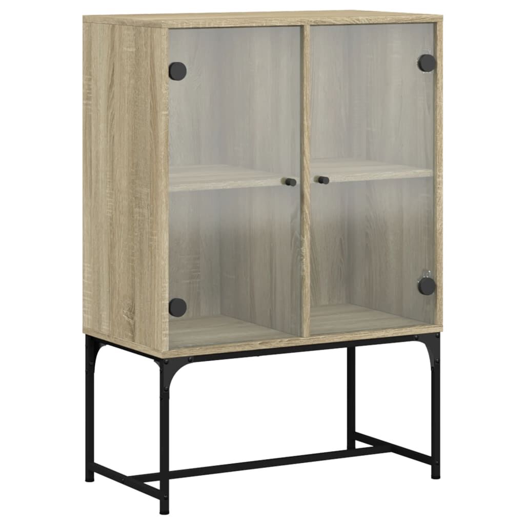 vidaXL Βοηθητικό Ντουλάπι Sonoma Δρυς 69x37x100 εκ. με Γυάλινες Πόρτες