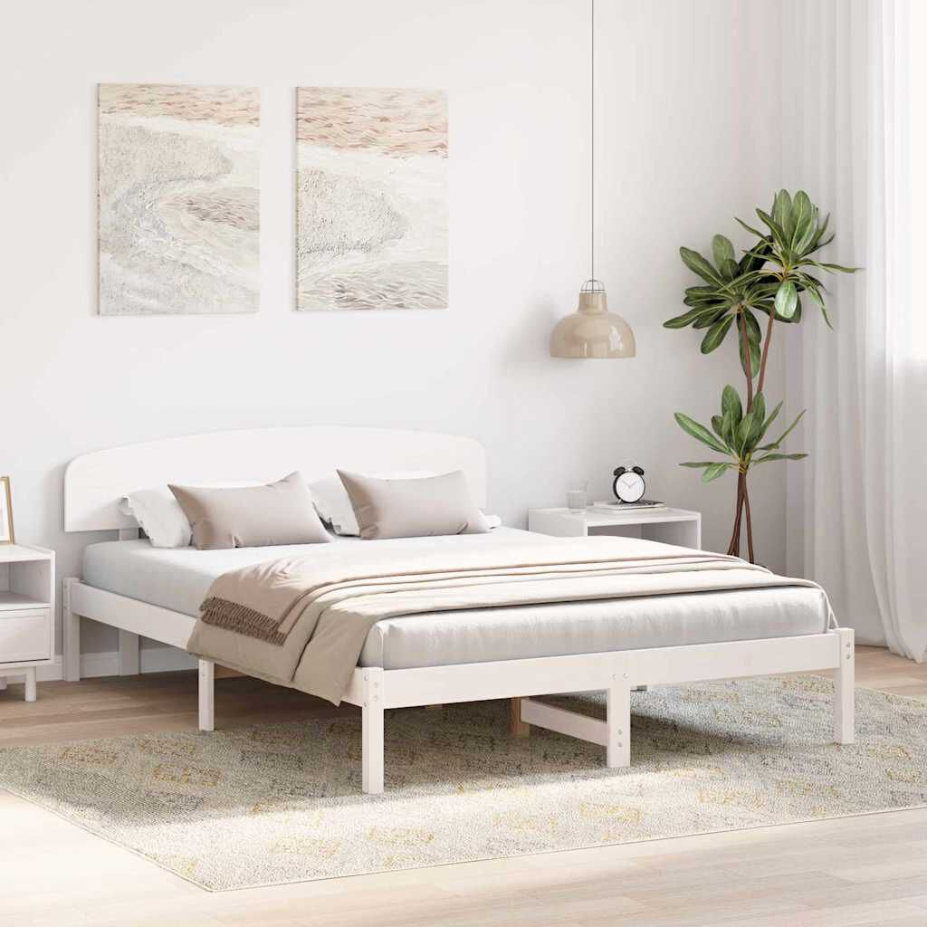 vidaXL Σκελετός Κρεβατιού Λευκό 140 x 200 cm Μασίφ ξύλο πεύκου