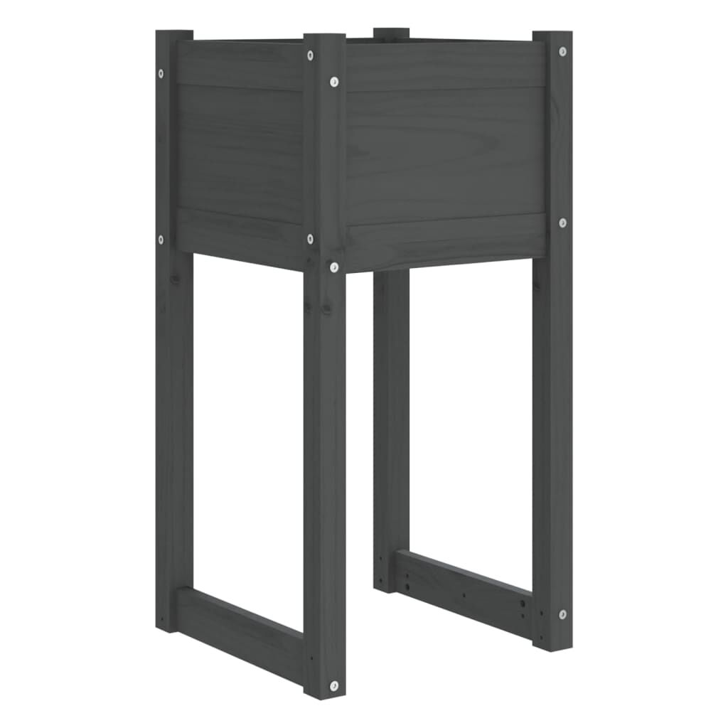 vidaXL Ζαρντινιέρες 2 τεμ. Γκρι 40x40x81 εκ. από Μασίφ Ξύλο Πεύκου