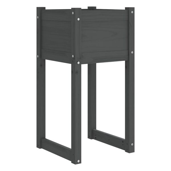 vidaXL Ζαρντινιέρες 2 τεμ. Γκρι 40x40x81 εκ. από Μασίφ Ξύλο Πεύκου