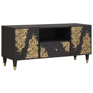 vidaXL Ντουλάπι TV με ράφι Μαύρο 105 x 33 x 46 εκ. Στερεό ξύλο μάνγκο
