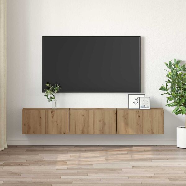 vidaXL Ντουλάπι TV 3 pcs Καφέ 60 x 30 x 30 cm Επεξεργασμένο ξύλο