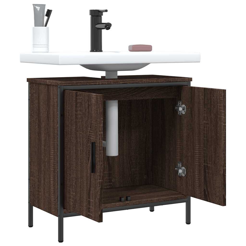 vidaXL Ντουλάπι Νιπτήρα Μπάνιου Καφέ Δρυς 60x30x60 εκ. Επεξ. Ξύλο
