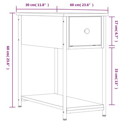 vidaXL Κομοδίνο Καπνιστή Δρυς 30 x 60 x 60 εκ. από Επεξεργασμένο Ξύλο
