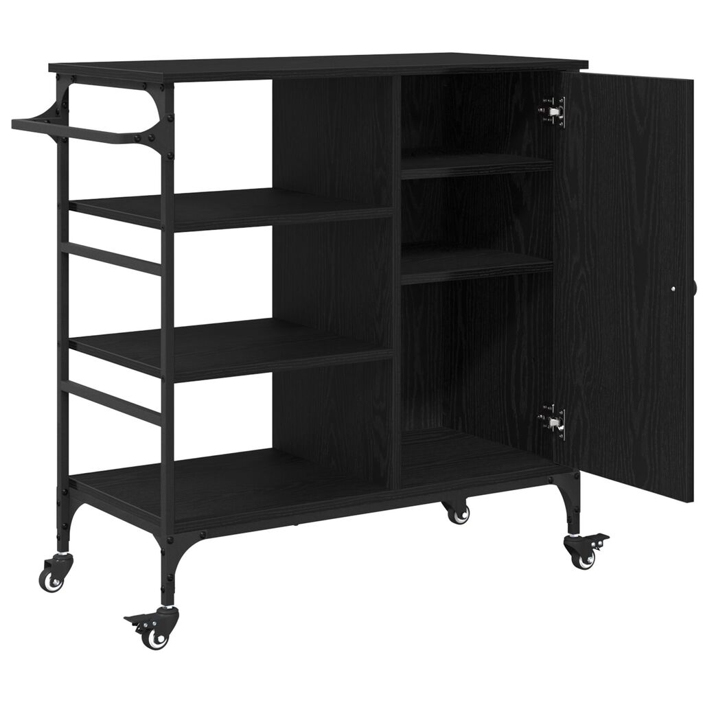 vidaXL Τρενάκι Κουζίνας Μαύρο Δρυς 87.5x38.5x84.5 cm Επεξεργασμένο Ξύλο