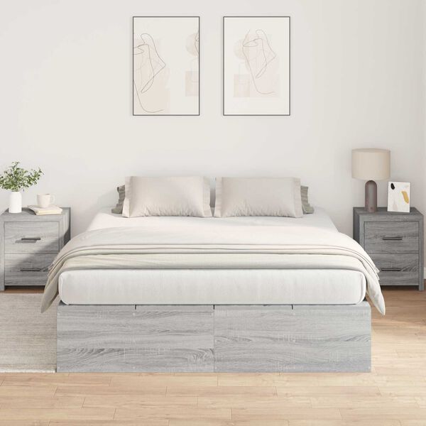 vidaXL Κρεβάτι Αποθήκευσης Γκρι Sonoma 140 x 200 εκ