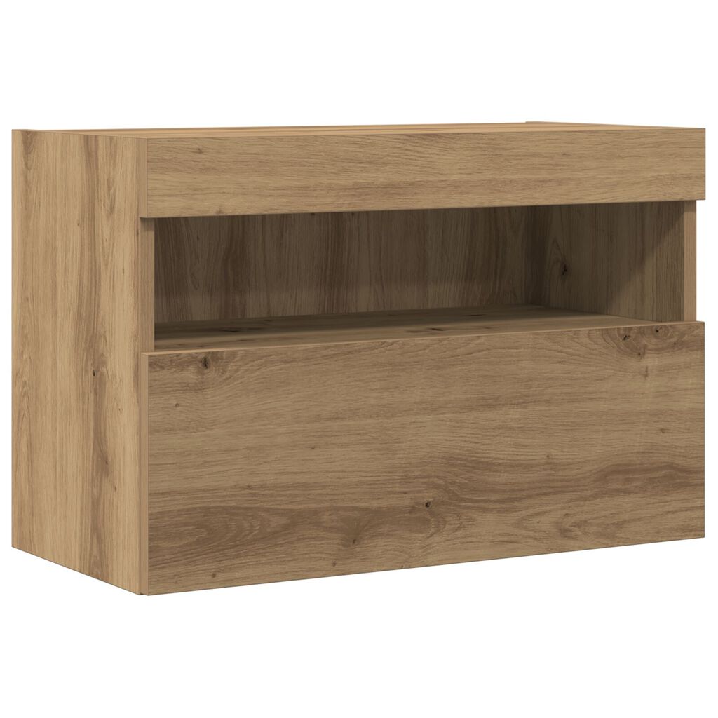 vidaXL Ντουλάπα Τοίχου για TV με LED Φώτα Artisan Oak 60x30x40 εκ.