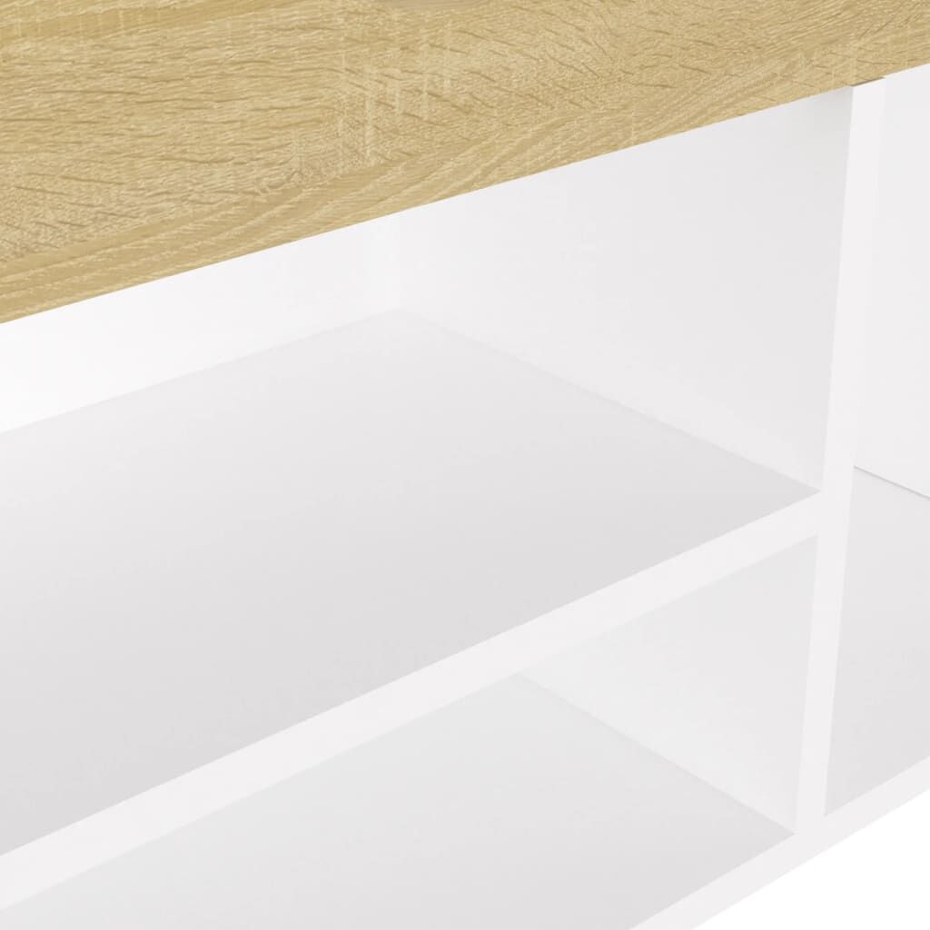 vidaXL Παπουτσοθήκη Λευκή/Sonoma Δρυς 104x30x49εκΕπεξ. Ξύλο & Μαξιλάρι