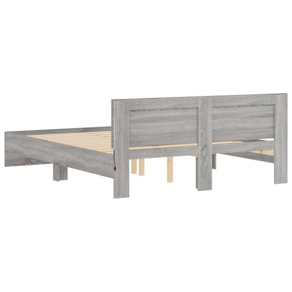 vidaXL Πλαίσιο Κρεβατιού με Κεφαλάρι/LED Γκρι Sonoma 160x200 εκ.