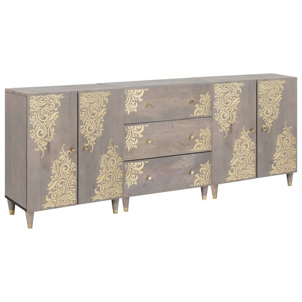 vidaXL Σετ Ντουλαπιών Μπάνιου 3 pcs Γκρι και Χρυσό 180 x 33 x 75 εκ.