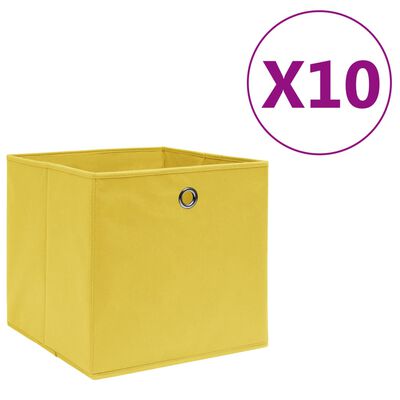 vidaXL Κουτιά Αποθήκευσης 10 τεμ. Κίτρινα 28x28x28 εκ.Ύφασμα Non-woven
