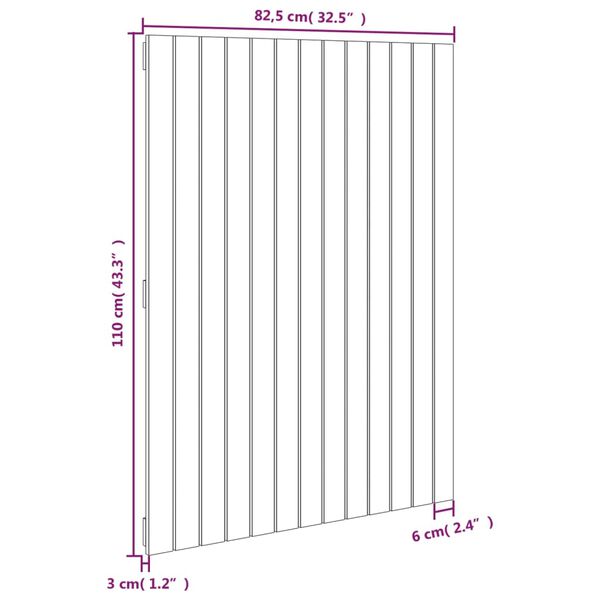 vidaXL Κεφαλάρι Τοίχου Μαύρο 82,5x3x110 εκ. από Μασίφ Ξύλο Πεύκου