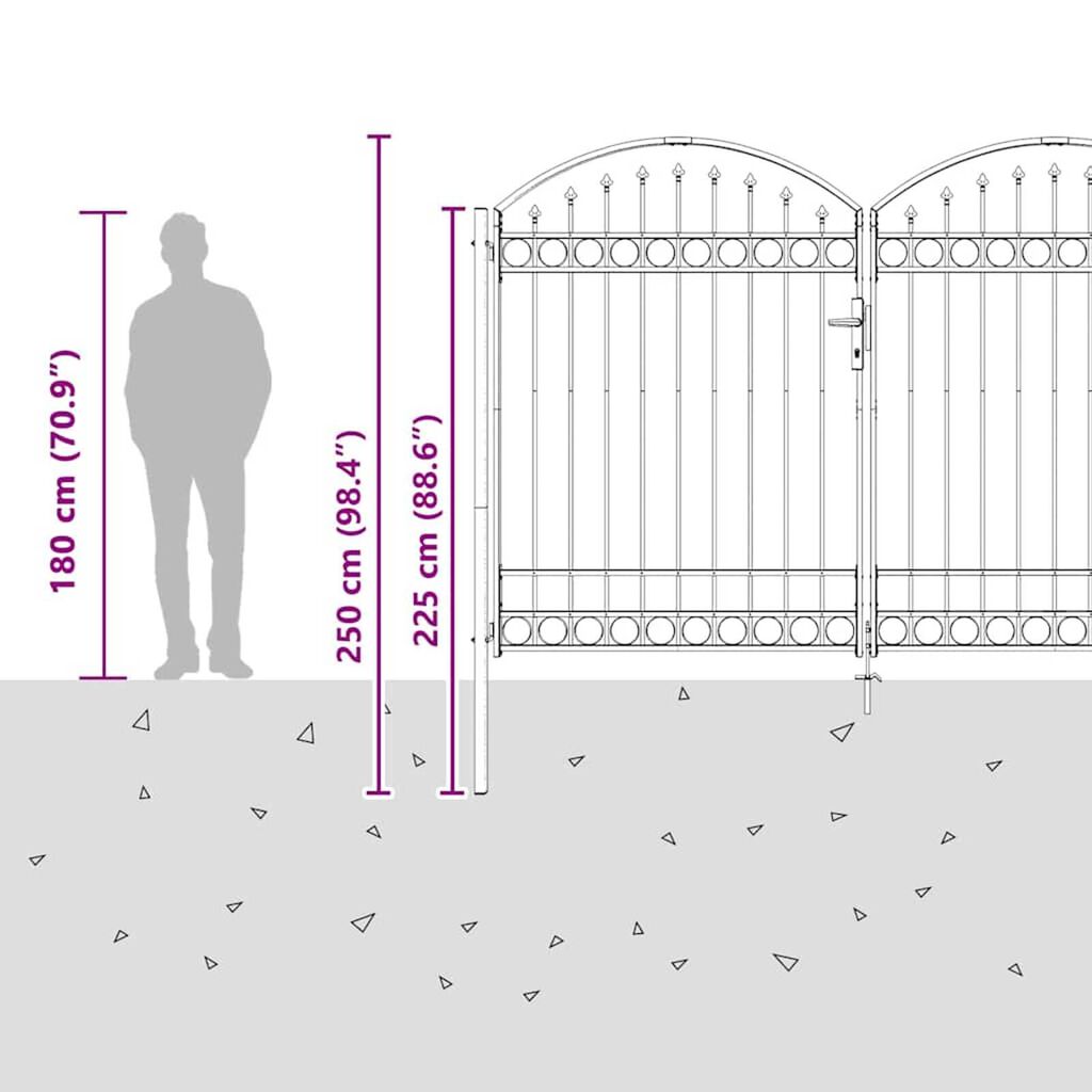 vidaXL Πύλη Φράχτη Άλλο Γκρι 300 x 200 cm Ατσάλι