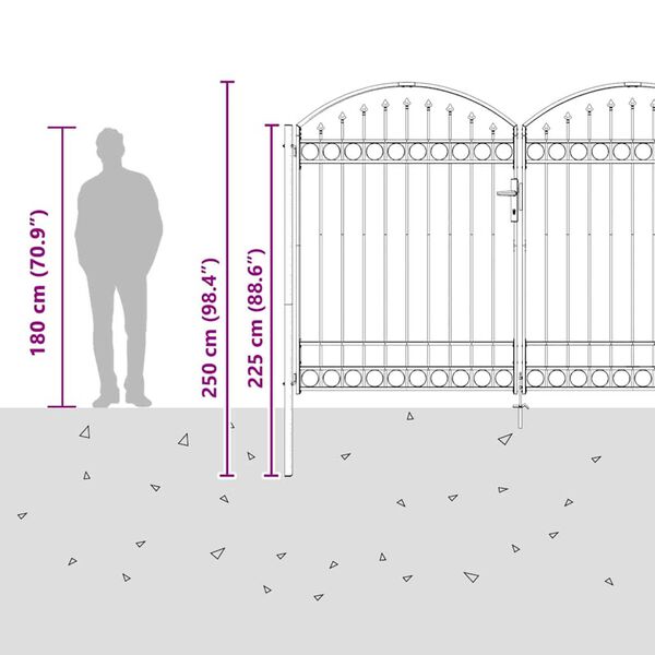 vidaXL Πύλη Φράχτη Άλλο Γκρι 300 x 200 cm Ατσάλι