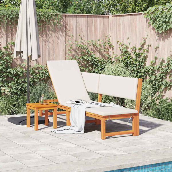 vidaXL Ξαπλώστρα με μαξιλάρι Καφέ 200 x 57 x 75εκ Μασίφ ξύλο ακακίας
