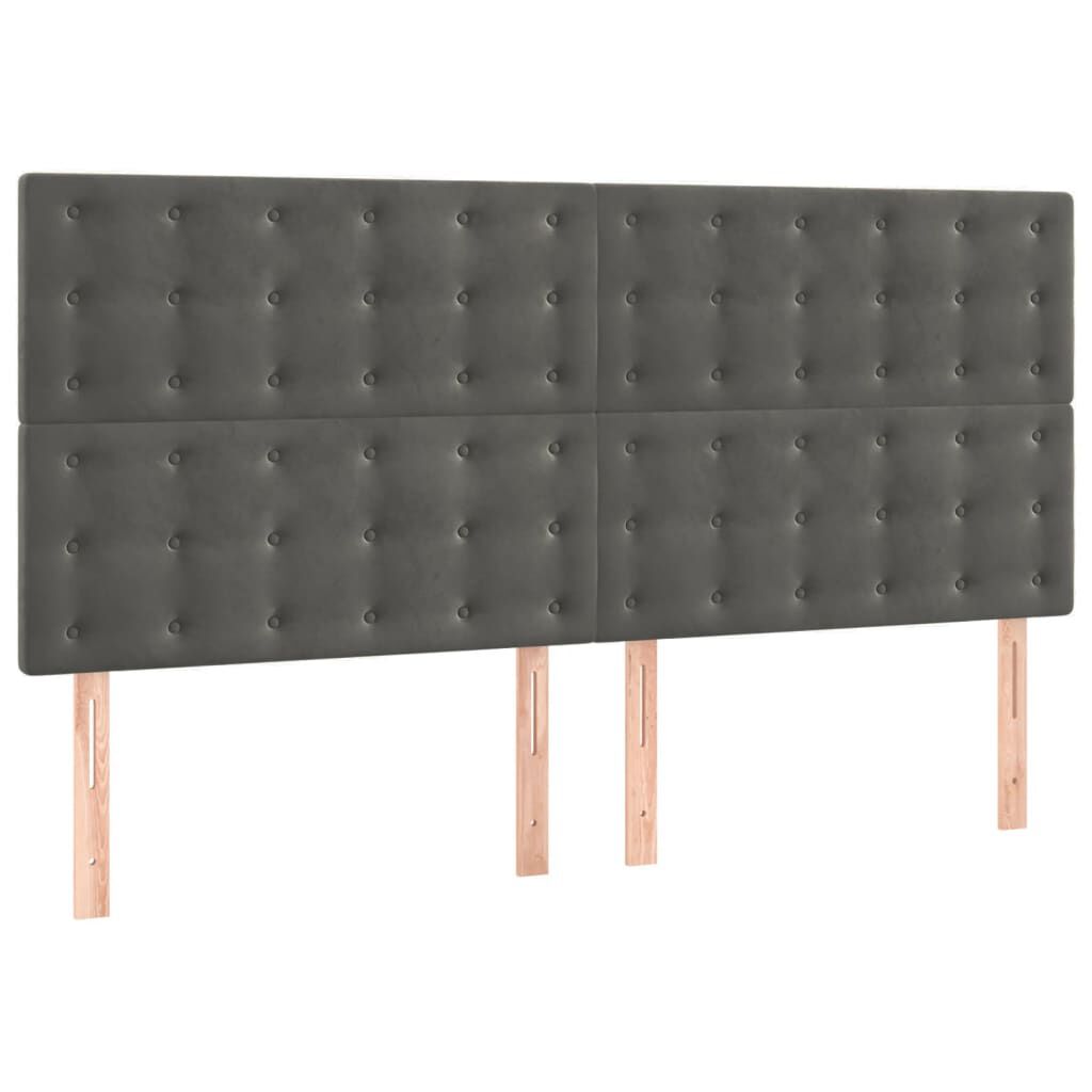 vidaXL Κεφαλάρια Κρεβατιού 4 τεμ.Σκούρο Γκρι 100x5x78/88 εκ. Βελούδινο