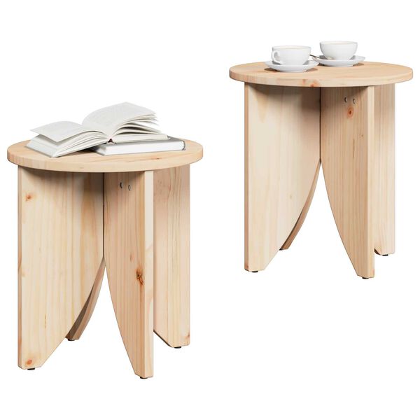 vidaXL Τραπεζάκι σαλονιού 2 pcs Φυσικό 41.5 x 41.5 x 44 cm