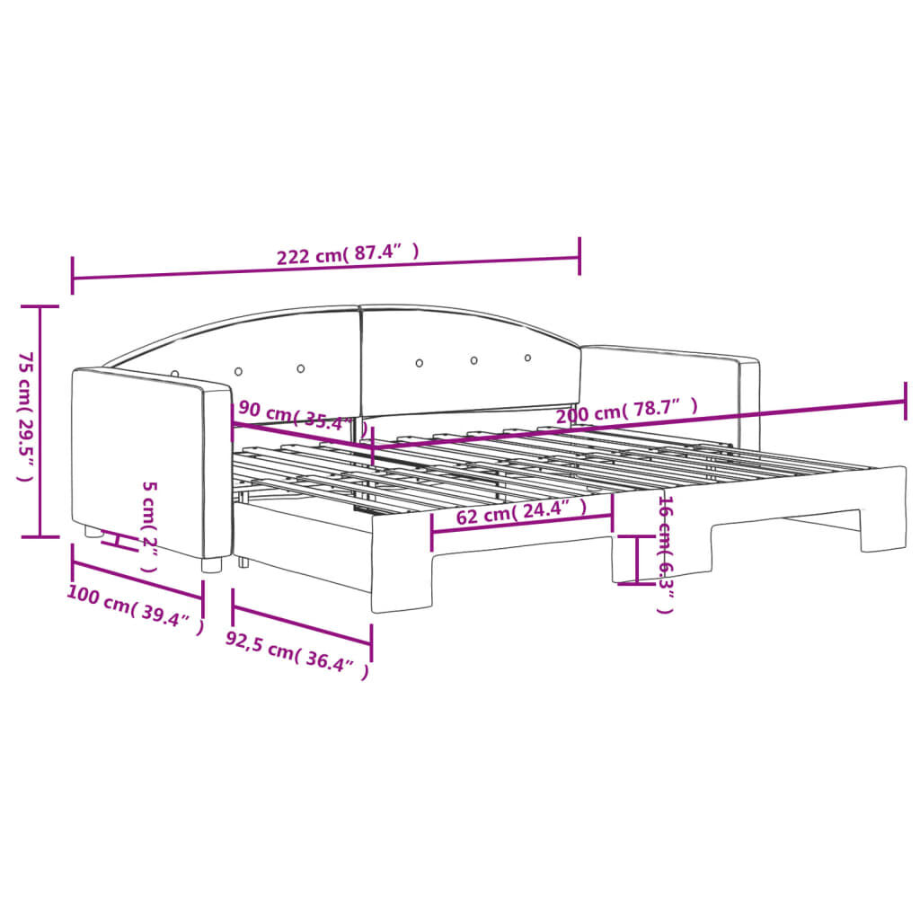 vidaXL Καναπές Κρεβάτι Συρόμενος Μπλε 90x200εκ Βελούδινος