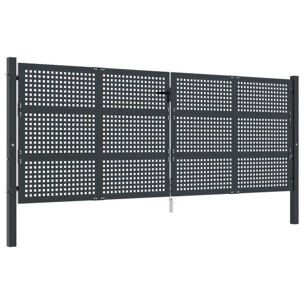 vidaXL Πύλη Κήπου Ανθρακί 400 x 125 εκ. Ατσάλινη