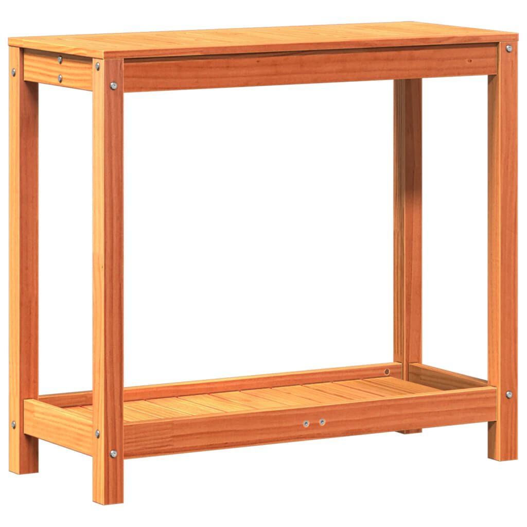vidaXL Τραπέζι Κηπουρικής με Ράφι Καφέ 82,5x35x75εκ. Μασίφ Ξύλο Πεύκου
