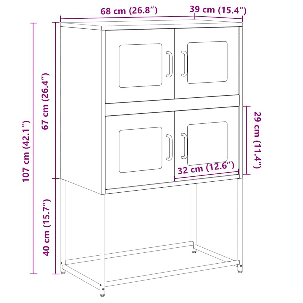 vidaXL Highboard Μουστάρδα κίτρινη 68x39x107 cm Χάλυβας