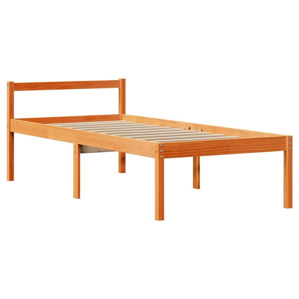 vidaXL Κρεβάτι Βιβλιοθήκη Χωρίς Στρώμα Καφέ 75x190 εκ Μασίφ Πεύκο