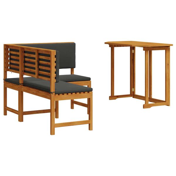 vidaXL Σετ Παγκάκι Κήπου 2 pcs Καφέ Μασίφ ξύλο ακακίας