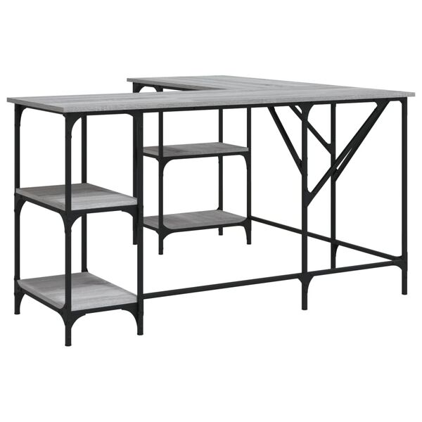 vidaXL Γραφείο Γκρι Sonoma 139x139x75 εκ. από Επεξεργασμένο Ξύλο