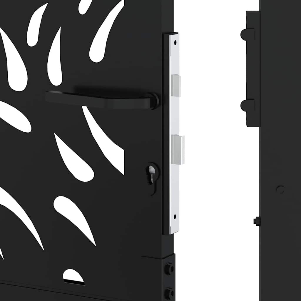vidaXL Πύλη κήπου Μαύρη 105x180 cm Ατσάλινη φλόγα σχεδιασμού