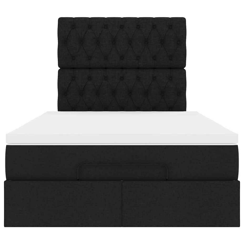 vidaXL Οθωμανικό κρεβάτι με στρώμα Μαύρο 120x190 cm Ύφασμα