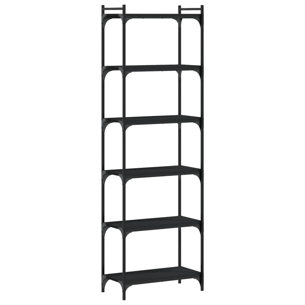 vidaXL Βιβλιοθήκη 6 Επιπέδων Μαύρη 60x30x188 εκ. Επεξεργασμένο Ξύλο
