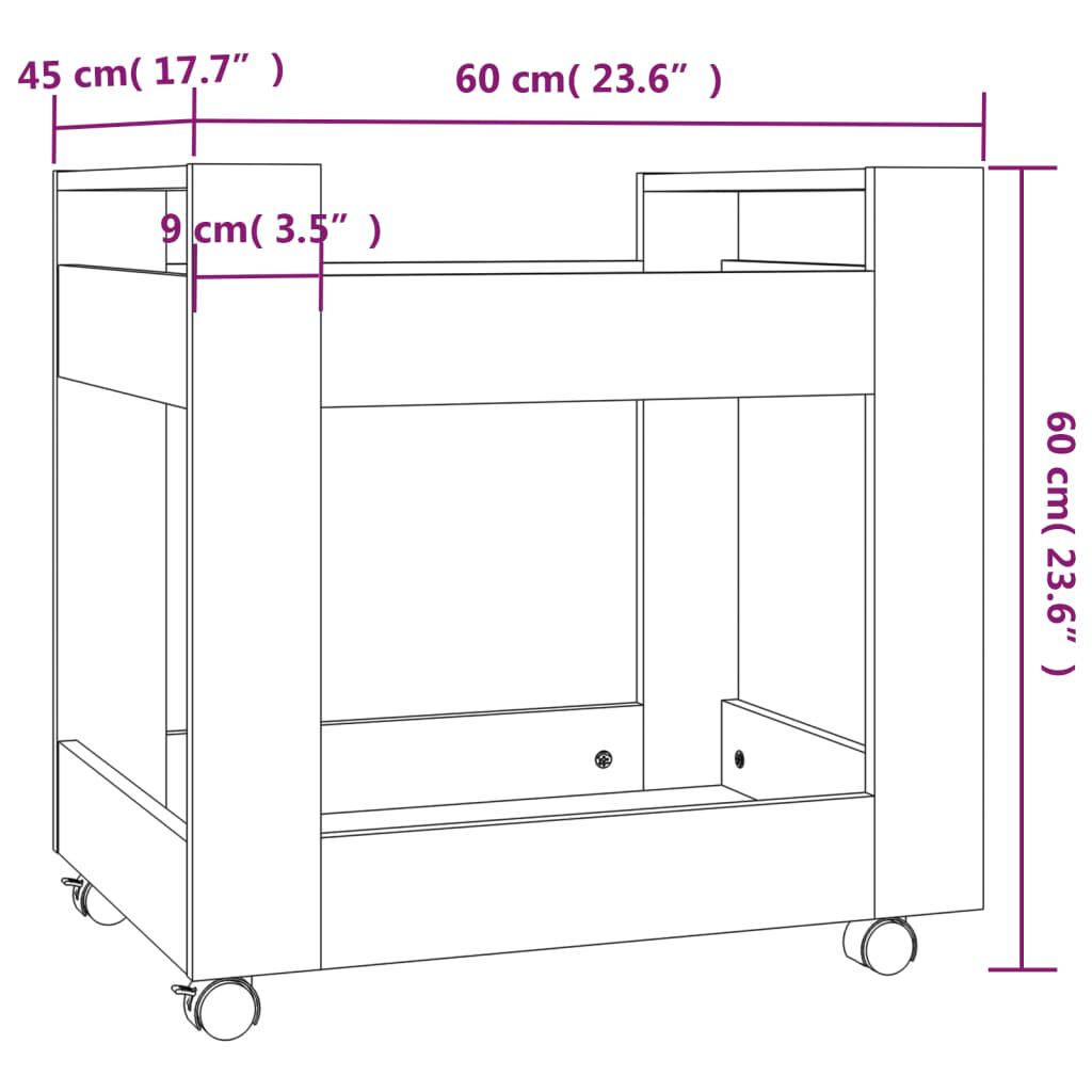 vidaXL Γραφείο Τρόλεϊ Sonoma Γκρι 60x45x60 εκ. από Επεξεργασμένο Ξύλο