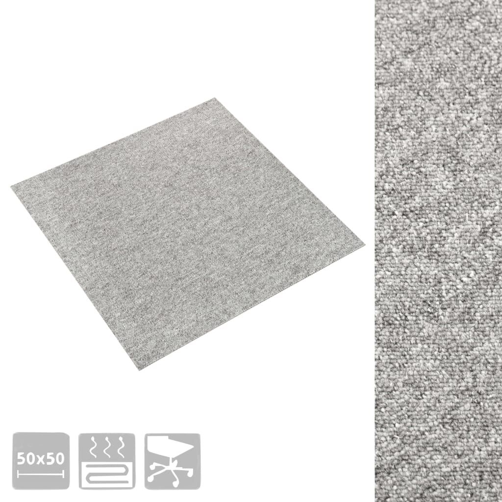 vidaXL Μοκέτα Πλακάκι 20 τεμ. Ανοιχτό Γκρι 5 μ² 50x50 εκ.
