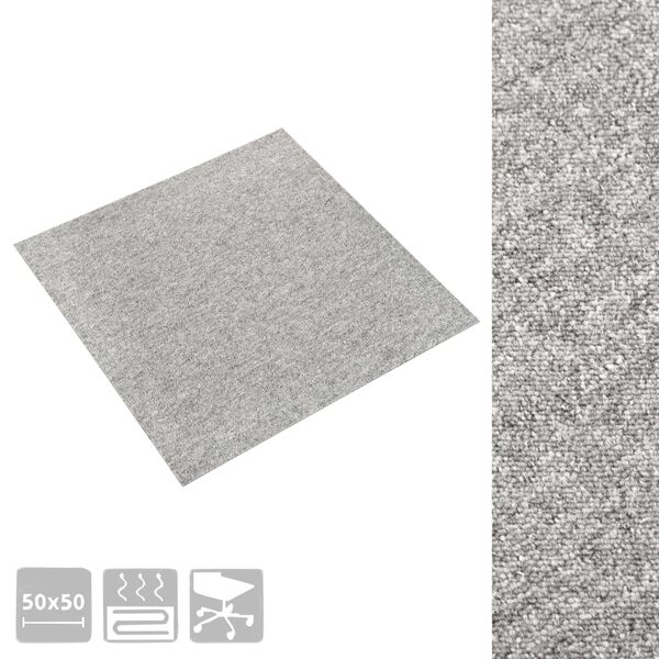 vidaXL Μοκέτα Πλακάκι 20 τεμ. Ανοιχτό Γκρι 5 μ² 50x50 εκ.
