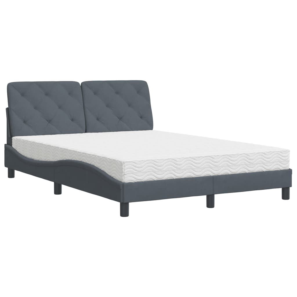 vidaXL Κρεβάτι με Στρώμα Σκούρο Γκρι 120x200 εκ. Βελούδινο