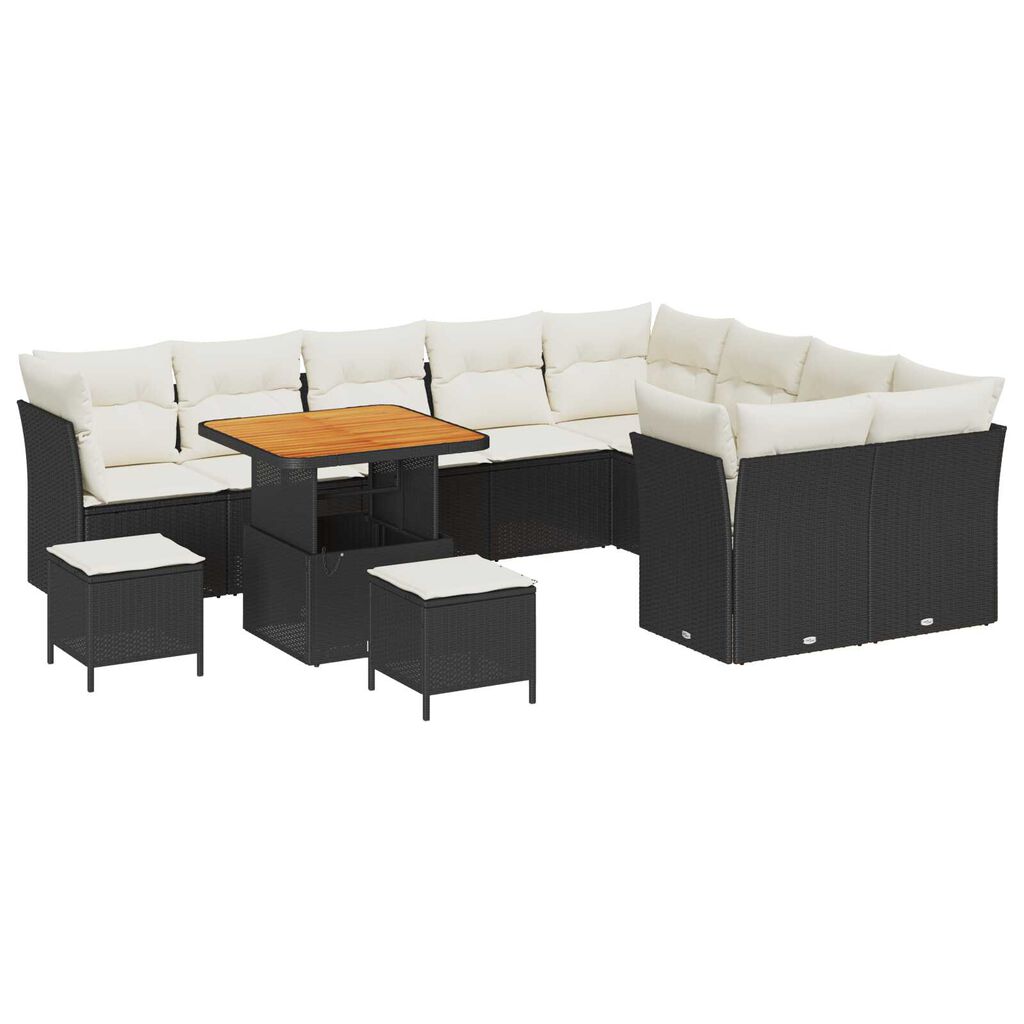 vidaXL Σετ Καναπέ Κήπου 12 pcs Μαύρο συνθετικό ρατάν