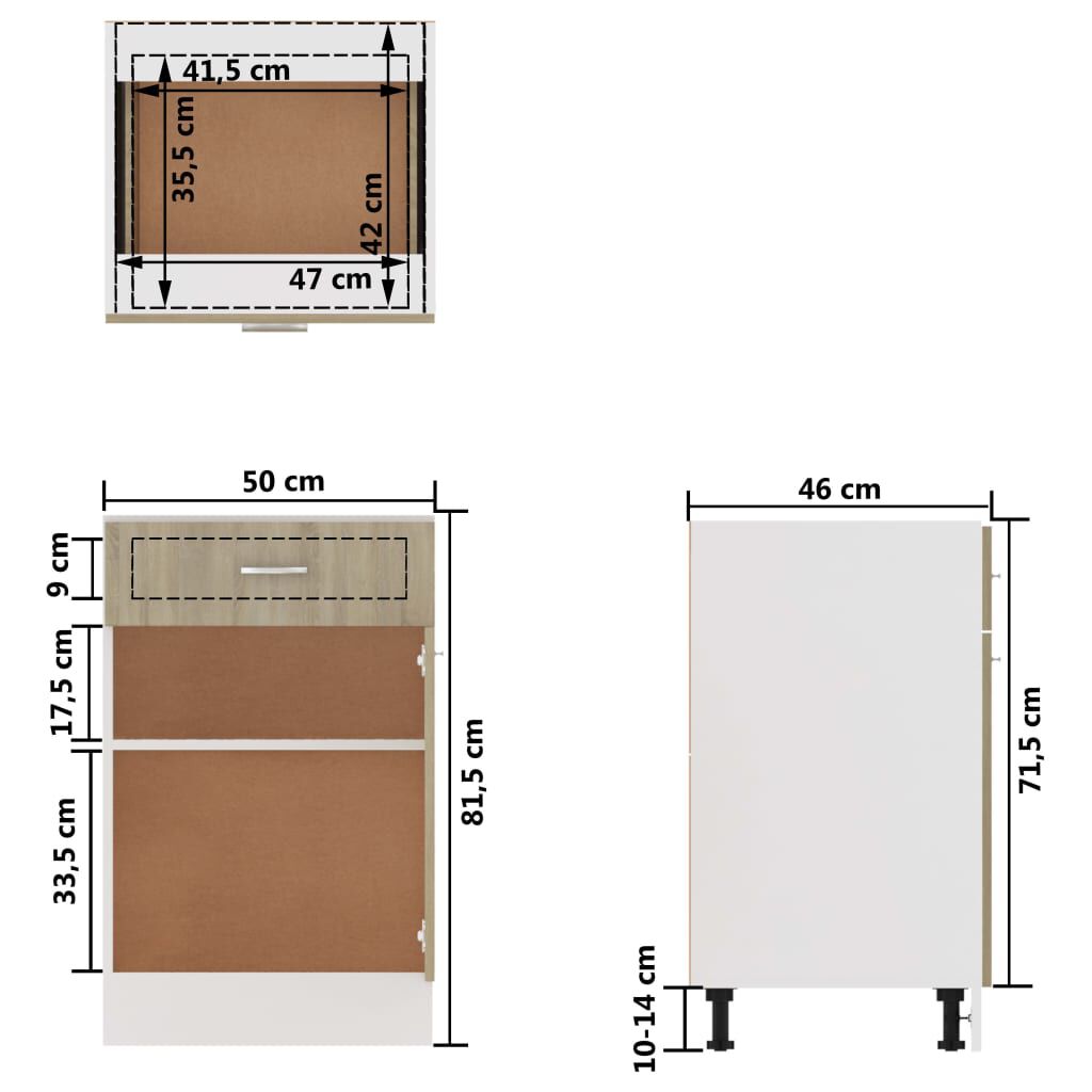 vidaXL Ντουλάπι με Συρτάρι Lyon Sonoma Δρυς 50x46x81,5 εκ. Επεξ. Ξύλο