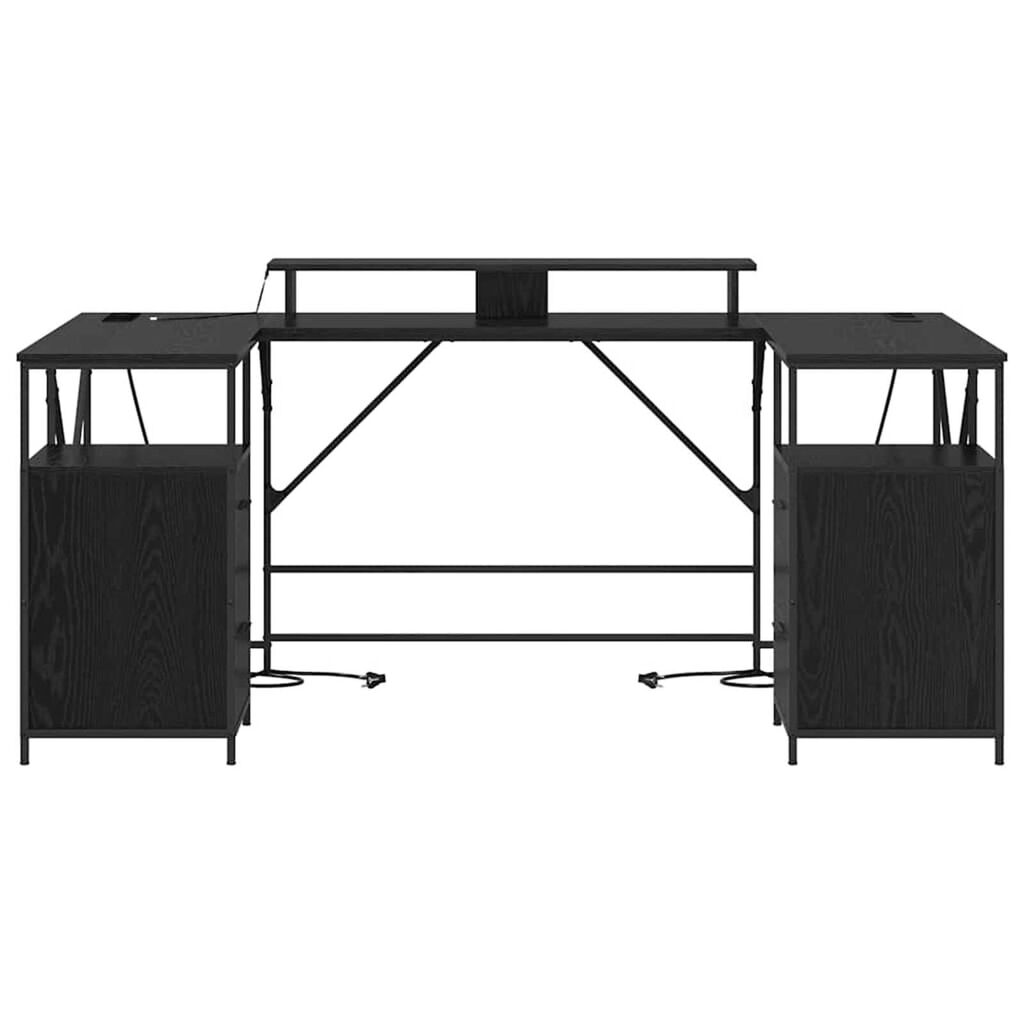 vidaXL Γραφείο Μαύρη δρυς 182 x 101 x 87.5 εκ Επεξεργασμένο ξύλο