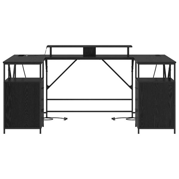vidaXL Γραφείο Μαύρη δρυς 182 x 101 x 87.5 εκ Επεξεργασμένο ξύλο