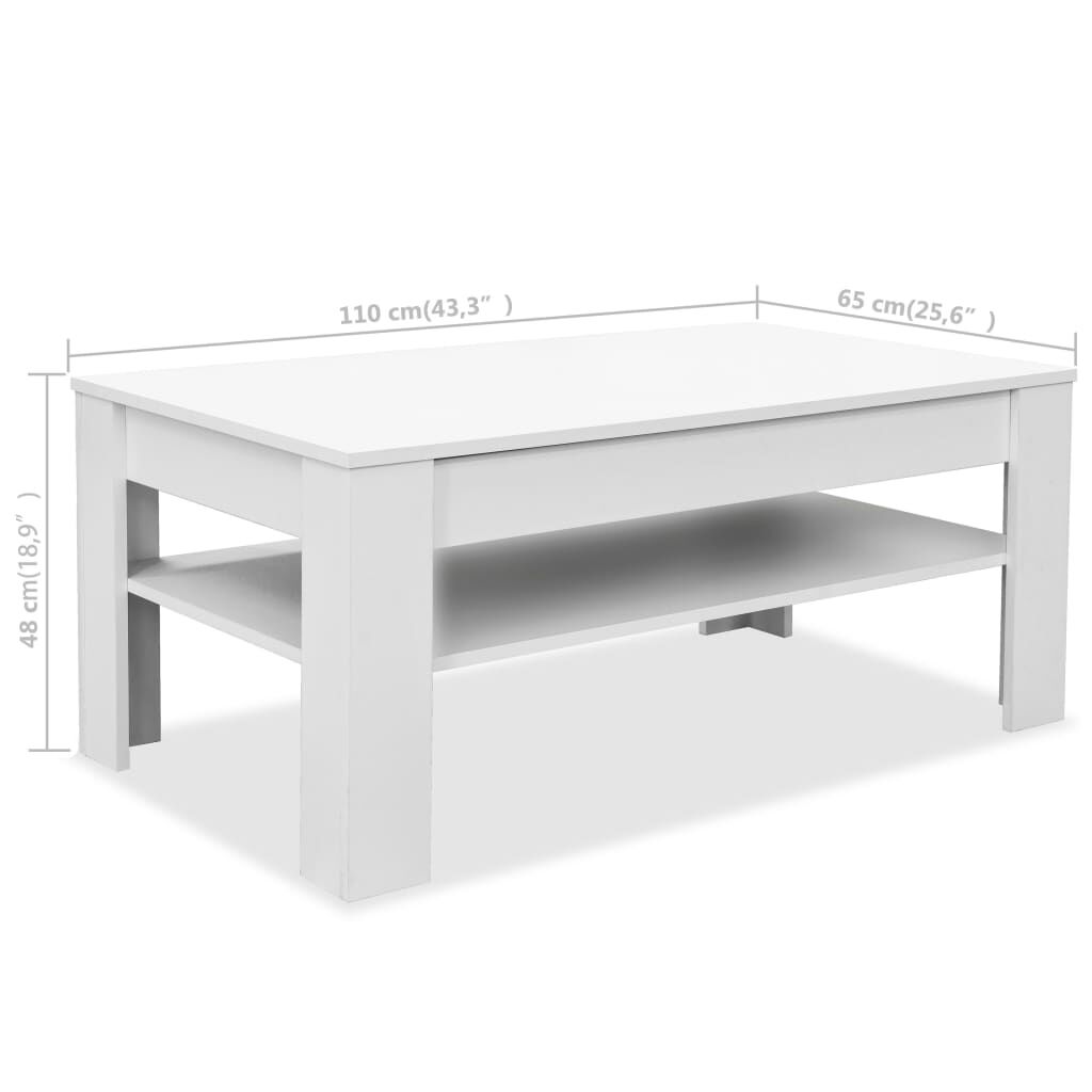 vidaXL Τραπεζάκι Σαλονιού Λευκό 110 x 65 x 48 εκ. από Επεξ. Ξύλο