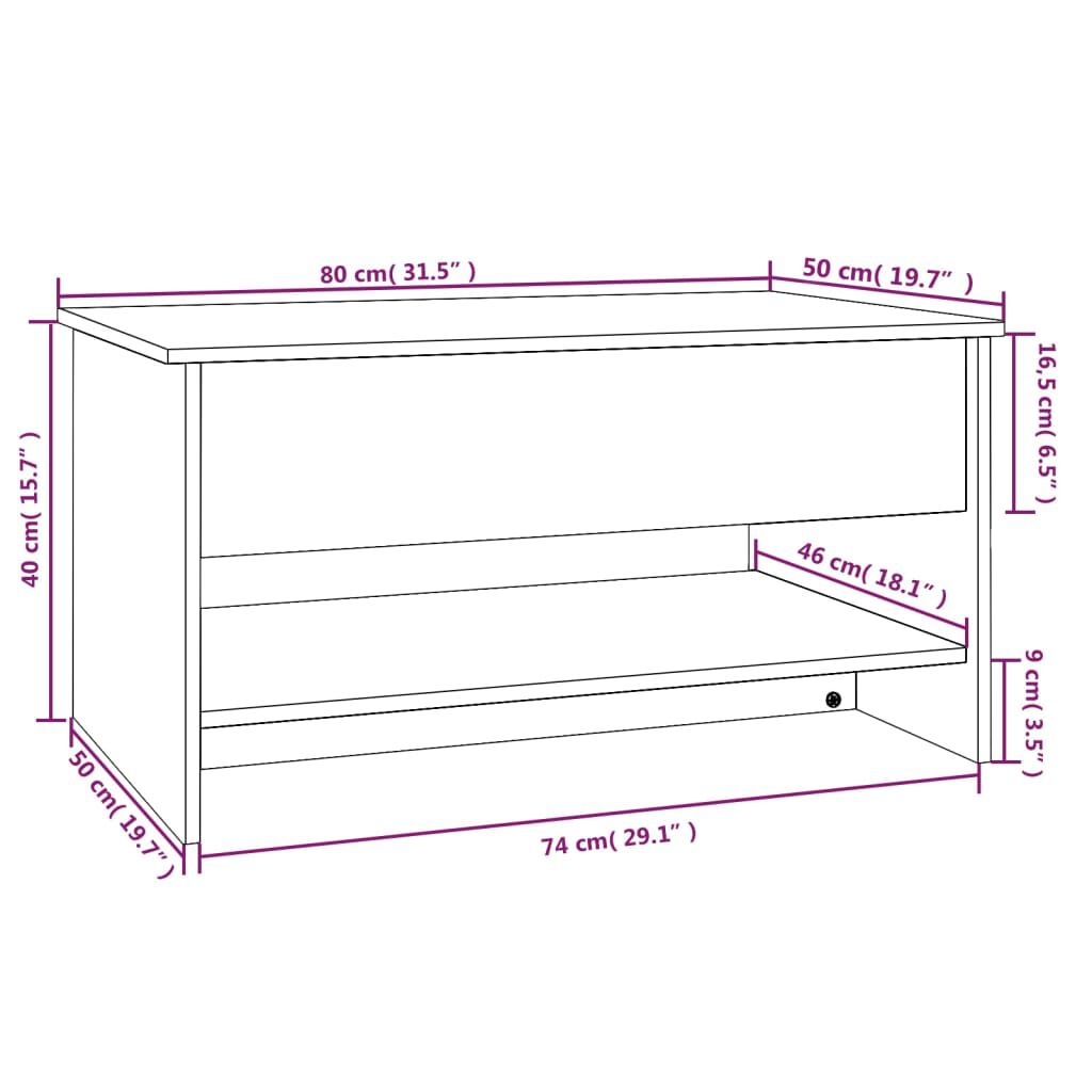 vidaXL Τραπεζάκι Σαλονιού Sonoma Δρυς 80x50x40 εκ. Επεξεργασμένο Ξύλο