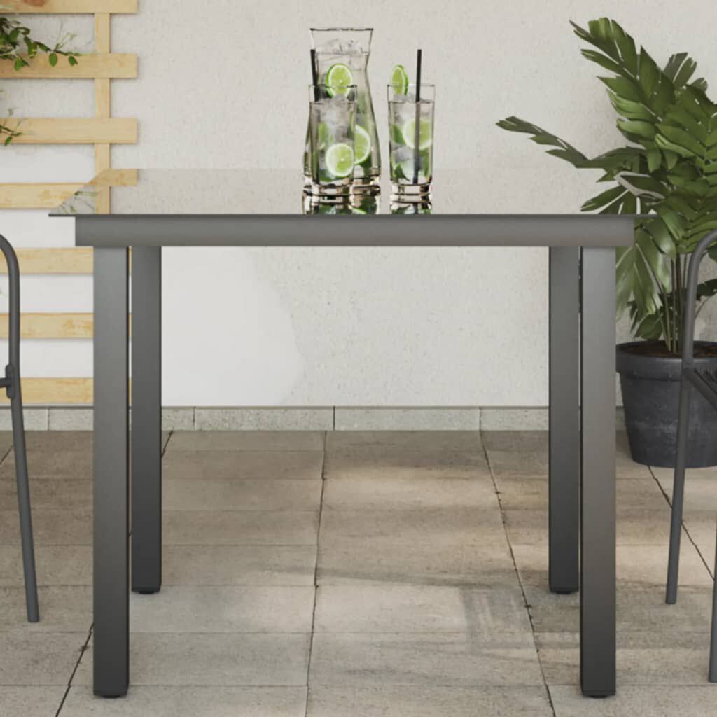 vidaXL Τραπέζι Κήπου Μαύρο 80 x 80 x 74 εκ. από Αλουμίνιο / Γυαλί