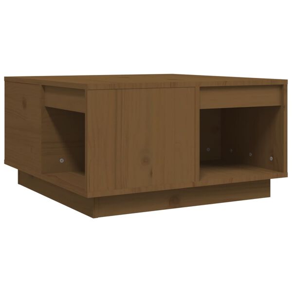 vidaXL Τραπεζάκι Σαλονιού Καφέ Μελί 60x61x32,5 εκ. Μασίφ Ξύλο Πεύκου