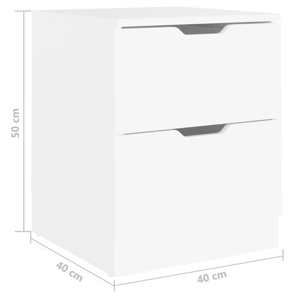 vidaXL Κομοδίνο Λευκό 40 x 40 x 50 εκ. από Επεξεργασμένο Ξύλο