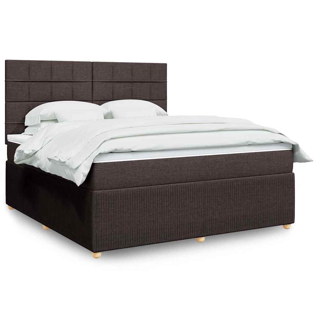 vidaXL Κρεβάτι Boxspring με Στρώμα Σκούρο Καφέ 180x200 εκ Υφασμάτινο